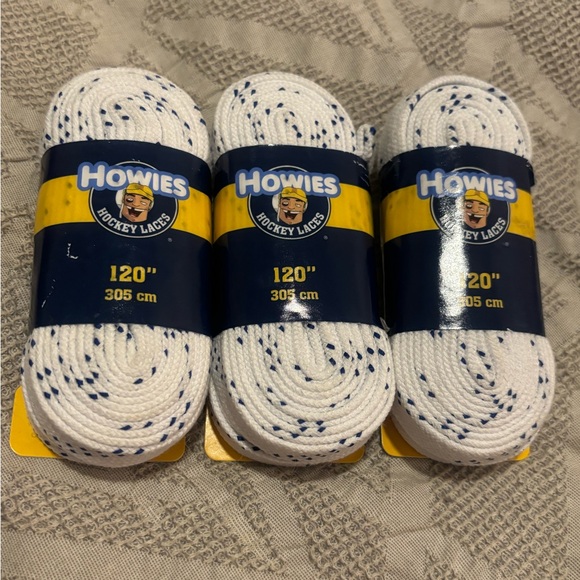 3 Pairs Howies Hockey 120” White Skate Laces Brand New - Picture 1 of 3